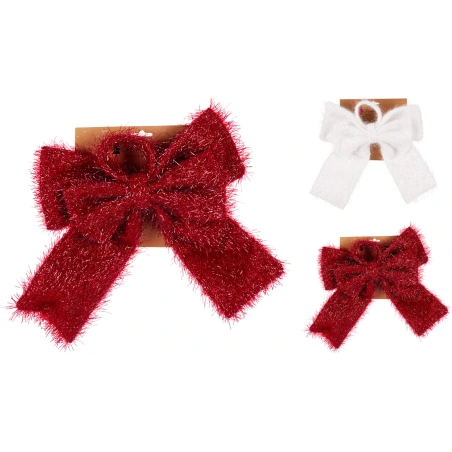 BOW 33X36CM TINSEL 2ASS CLR