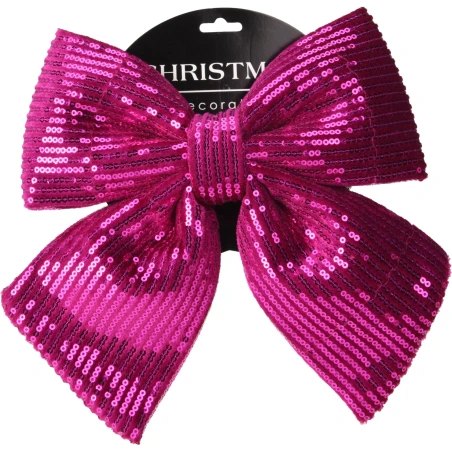 BOW SEQUINS 25CM FUCHSIA