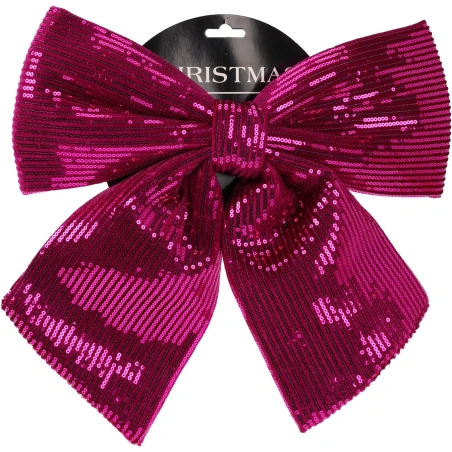 BOW SEQUINS 40CM FUCHSIA