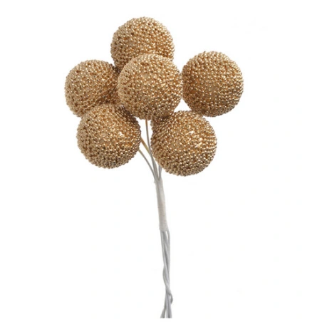 Decorative balls, Ø 2.5×11 cm, 1p. - 6 pcs., gold color