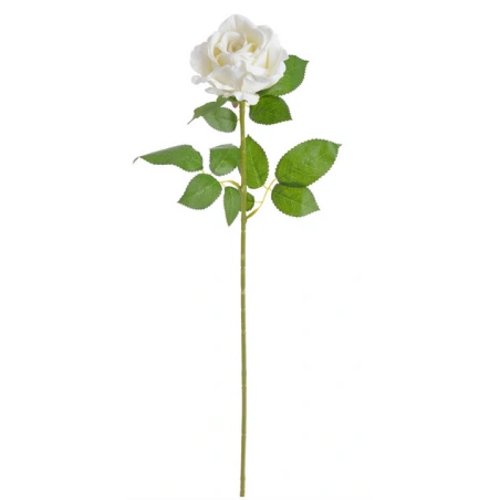 Dirbtinė rožė, 51 cm, baltos spalvos