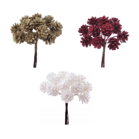 Pine cones (12 pcs.) on 10 cm wire