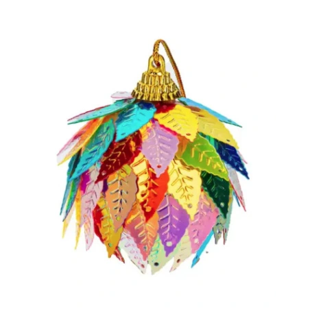 XMAS BALL LEAF 60MM IRRIDESCEN