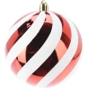 XMAS BALL STRIPE 12CM RED
