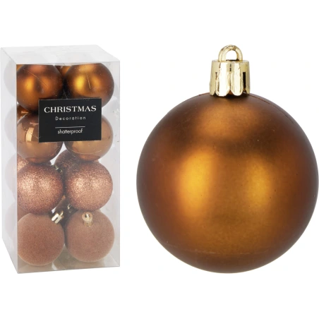 XMASBALL 5CM SET16 BROWN