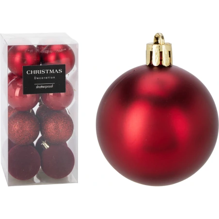 XMASBALL 5CM SET16 DARK RED