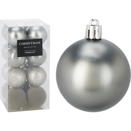 XMASBALL 5CM SET16 GRAY