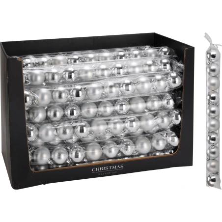 XMAS BALL SET 10X50MM SILVER