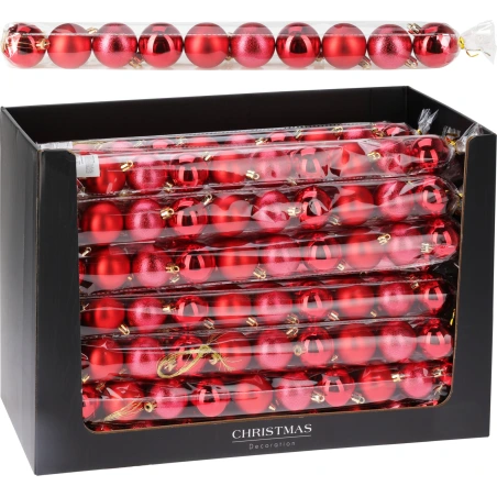 XMAS BALL SET 10X50MM RED