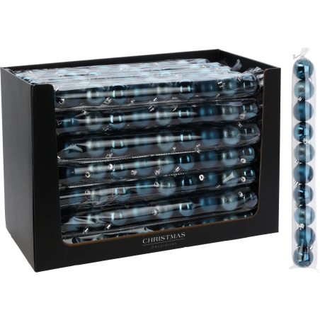 XMAS BALL SET 10X50MM BLUE