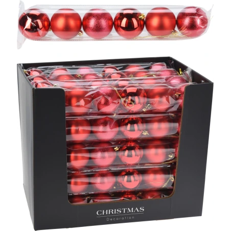 XMAS BALL SET 6X70MM RED