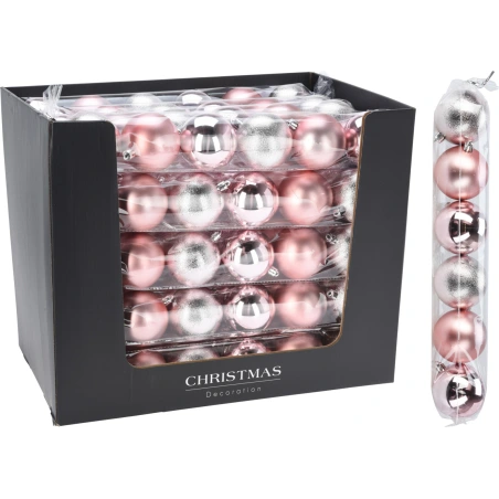 XMAS BALL SET 6X70MM PINK