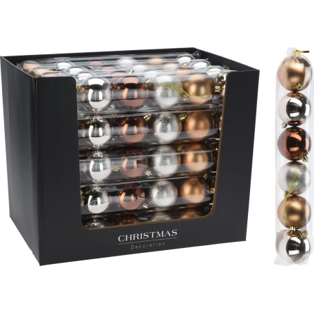 Eglės žaisliukai, 70 mm, įvairių  spalvų, 1 pak. - 6 vnt.