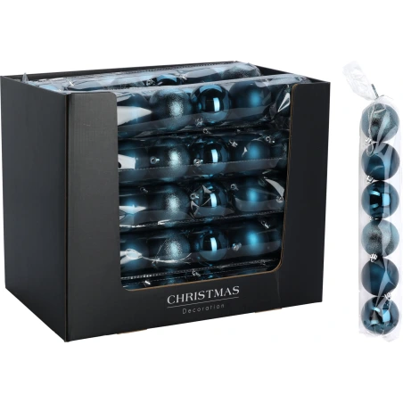 Christmas Tree Toys, 70 mm, Blue Color, 1 pack - 6 pcs.