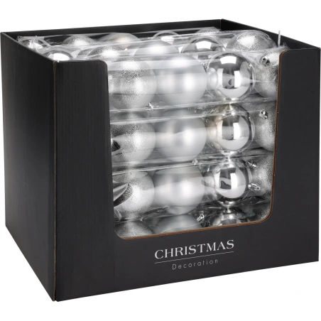 Christmas Tree Decorations, 80 mm, Silver Color, 1 pack - 5 pcs.