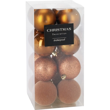 Christmas Tree Toys, 6 cm, Brown Color, 1 set - 16 pcs.