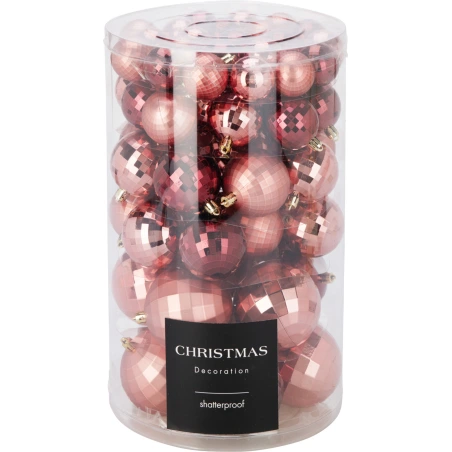 Christmas Tree Toys - Disco Balls, Pink, 1 set - 64 pcs.