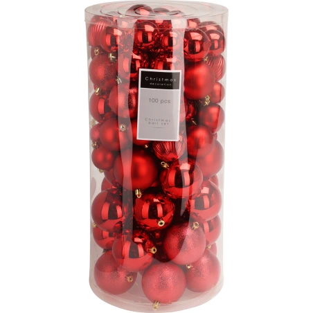 Christmas Tree Toys, Red Color, 1 set - 100 pcs.