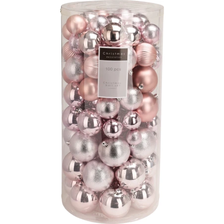 Christmas Tree Toys, Pink, 1 set - 100 pcs.