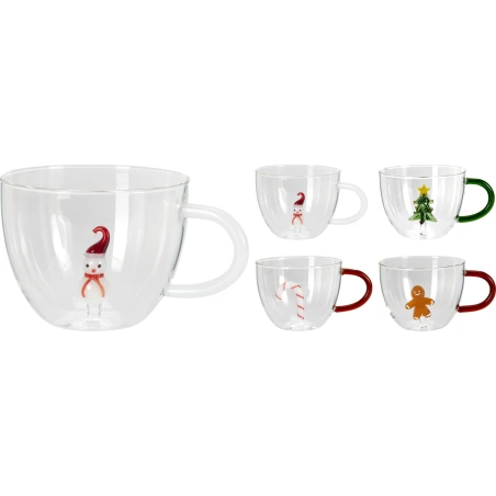 Coffee and Tea Glasses with Christmas Decorations, 1 set - 4 pcs.