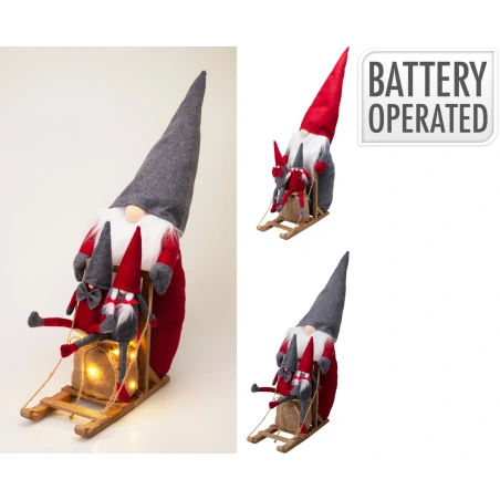 GNOME ON SLED 50CM LED 2ASS