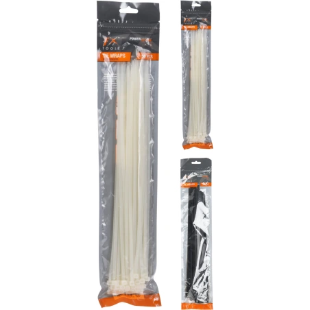 Fastening straps, 35 cm, black and white, 1 pack. - 50 pcs.