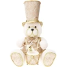 Sitting teddy bear with a drum, 33 cm