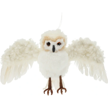 OWL HANGING DECO 20CM WHITE
