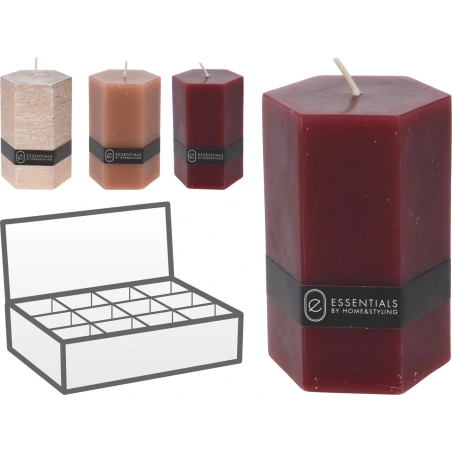 PILLAR CANDLE HEXAGON 7X14CM 3