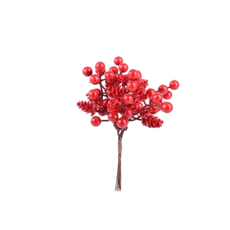 Mākslīgo sarkano ogu zars, 19 cm