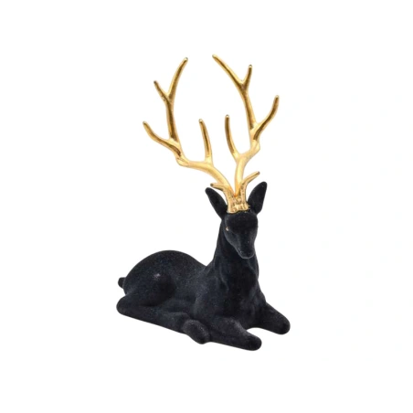 Reindeer, 20×15 cm, Black with Gold Antlers
