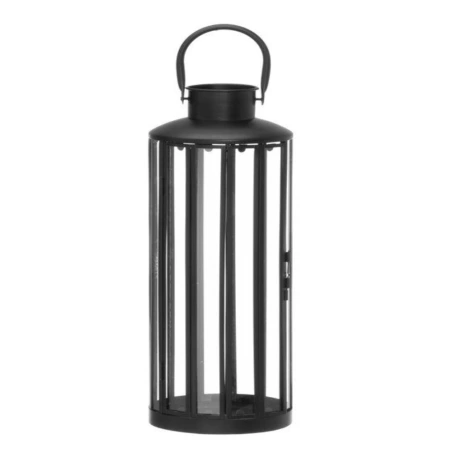 Lantern, round, black, 45 cm