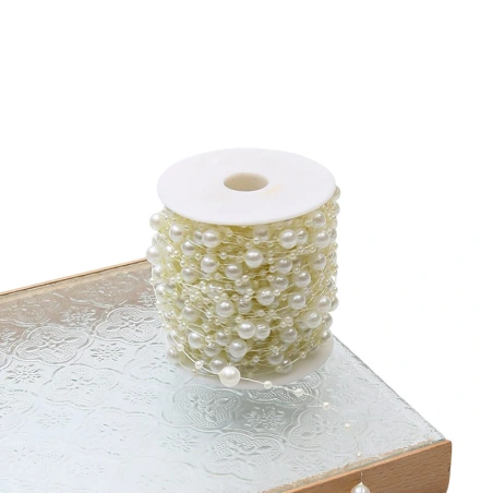 Decorative Pearl Ribbon, 30 m, Sand Color