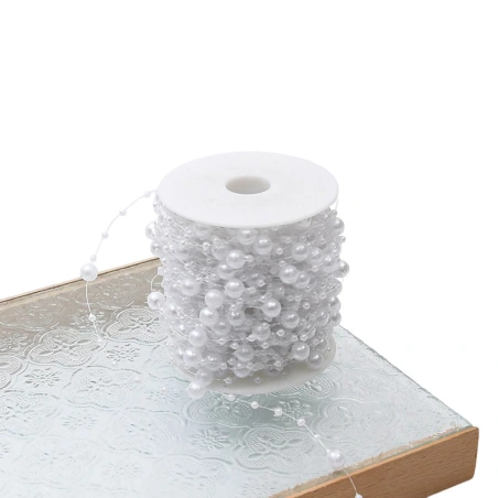 Decorative Pearl Ribbon, 30 m, White Color