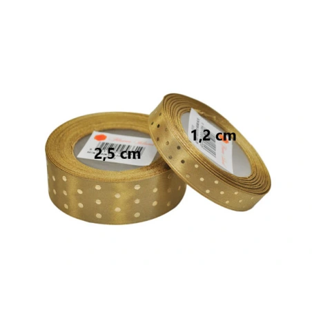Ribbon, Gold Color with Metallic Dots