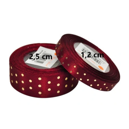 Ribbon, Cherry Color with Metallic Dots