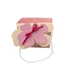Gift Bag with Beaded Handle, 17×11.5×20 cm, Pink Color