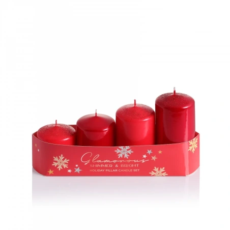 Candle Set – 50×55 / 70 / 85 / 100 mm, Red Color