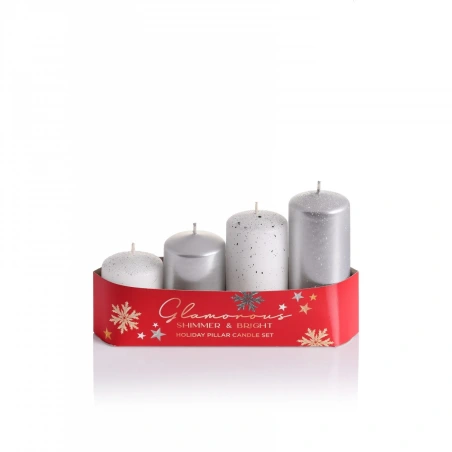 Candle Set, 40×55 / 70 / 85 / 100 mm, Silver Color