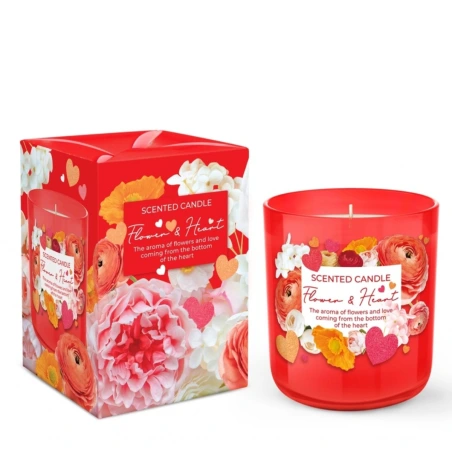 Scented Candle “Flower & Hearts” in Glass Jar, 150 g, Burn Time - 30 h