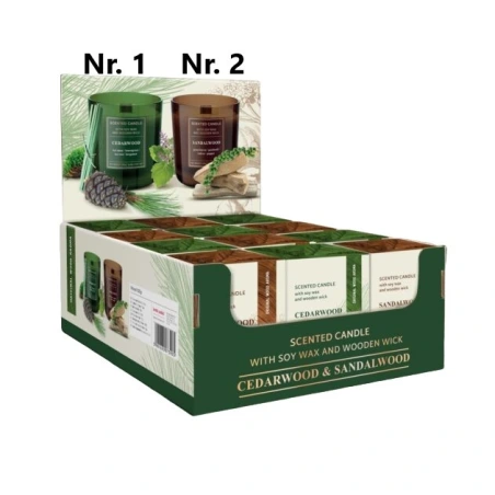 Candle “Wood” in Glass Jar, 2 Scents – “Cedarwood” And “Sandalwood”, 150 g