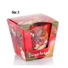 Aromatinė žvakė „Gingerbread“ (2 arom.– „Cinamonas ir obuolys“, „Apelsinas ir anyžius“,) stikliniame inde, 115 g, dega 30 h