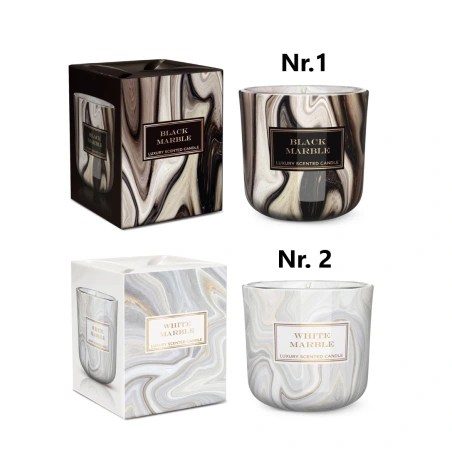 Candles “White Marble”, “Black Marble”, in Glass Jar, 150 g