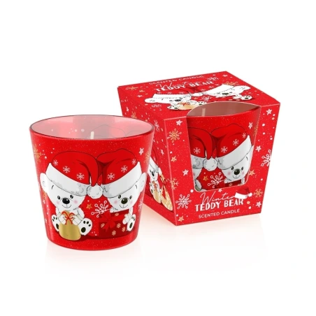Aromātiskā svece stikla traukā “Winter Teddy Bear”, 115 g, degšanas laiks - 30 h