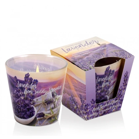 Scented Candle in Glass Jar Lavender Fields, 115 g, Burn Time - 30 h