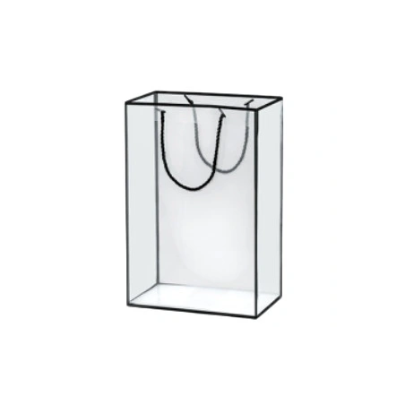 Gift Bag, 24,5×15×35 cm, Transparent, With Black Outlines