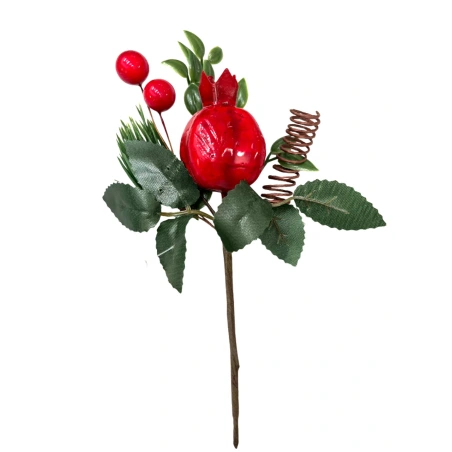 Artificial Branch With Pomegranate And Berries, 18 cm