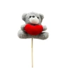 Teddy Bear (11×11 cm) with Heart on 45 cm Stem
