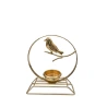 Metal Candle Holder with Bird (for Tealight), Gold Color, 19×16×6 cm