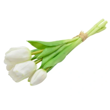 Artificial Tulips, 5 pcs, H-28 cm, White